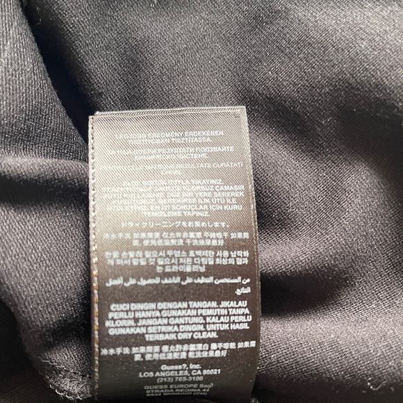 Guess Black Lace Inset Cut Out Black Peplum Top M - Picture 5 of 6